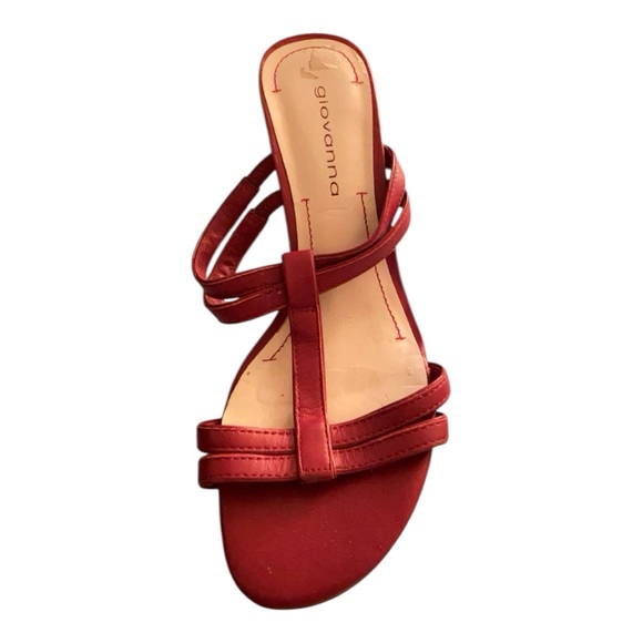 Vintage Y2K Giovanni Red Leather Kitten Heel Women's Mules Sandals Size 7 - Picture 8 of 8